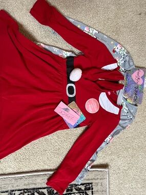 Freestyle Red Santa Belt Holiday Dress Set
